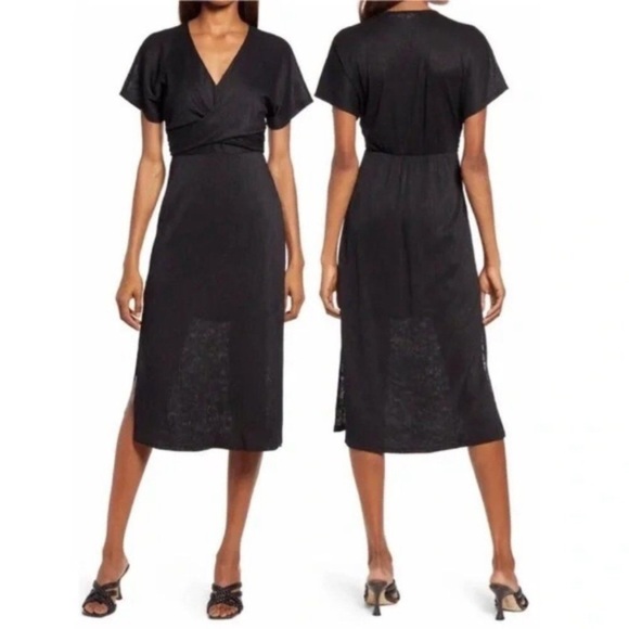 All in Favor Dresses & Skirts - ALL IN FAVOR “Phoebe” Textured Twist-Front Midi Dress